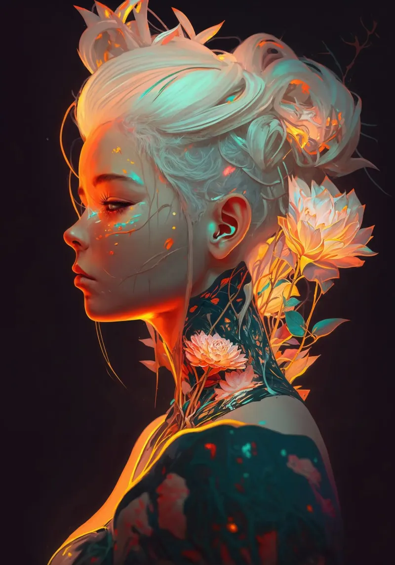 Bella donna di fiori poster da Lootprint