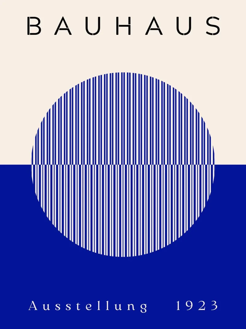 Cerchi Bauhaus blu poster con telaio in alluminio da Whole©