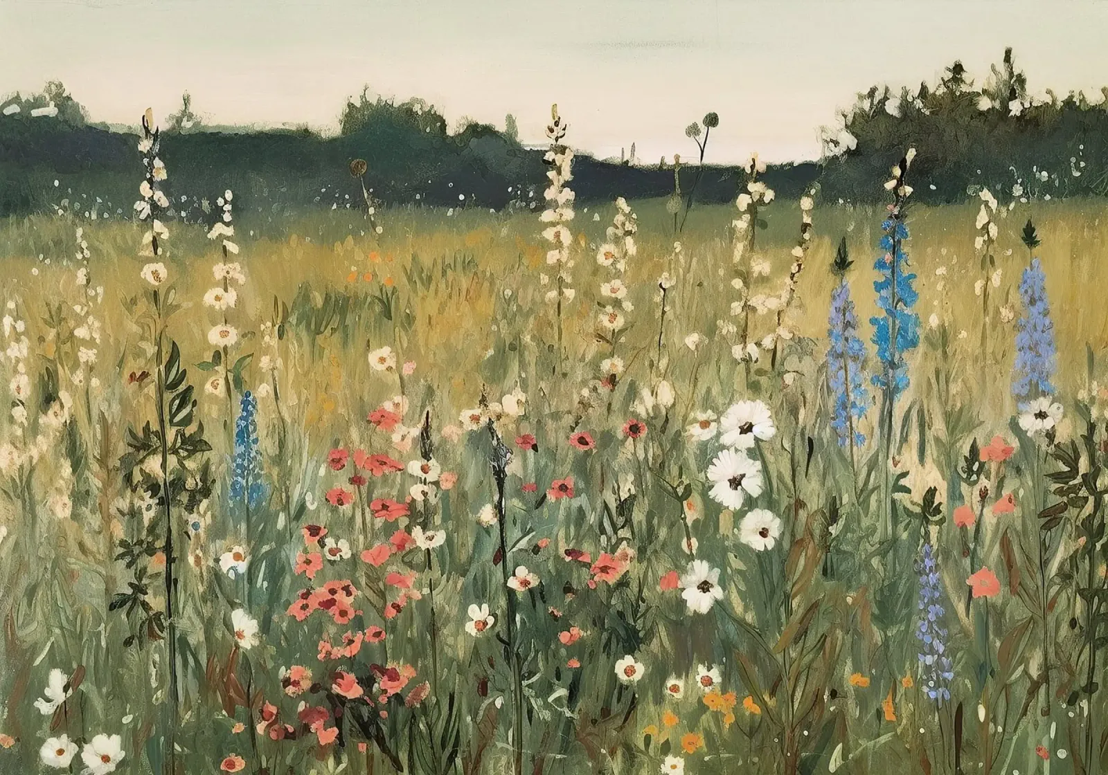 Fiori selvatici Prato Fauvismo Natura poster con telaio in alluminio da Euphoria Theresa