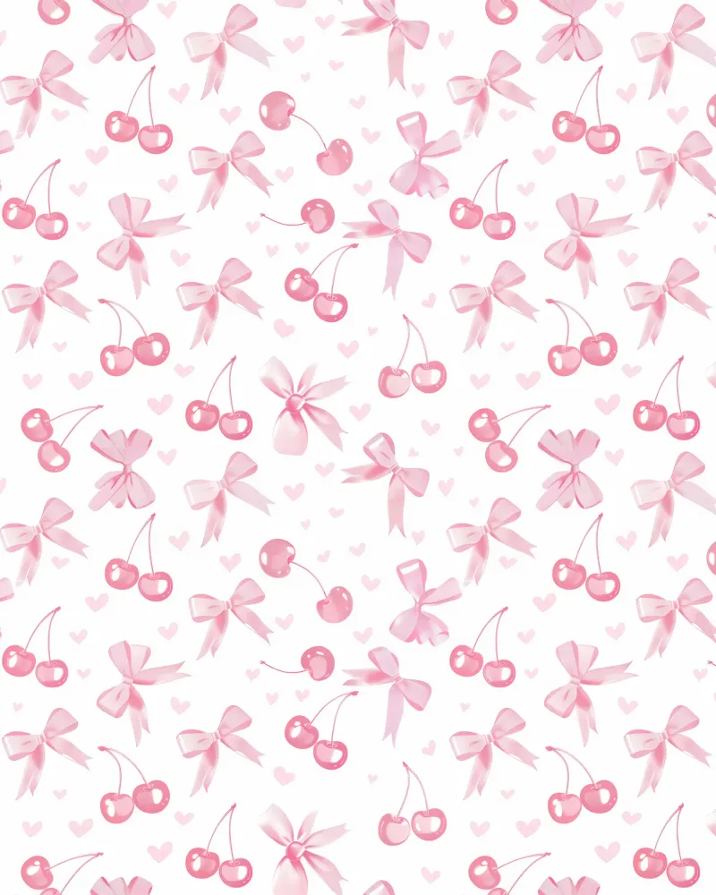 Rosa Schleifen Kirschen und Liebesherzen Niedliche Valentine Coquette Poster mit Holzrahmen von Gentle Echoes Art