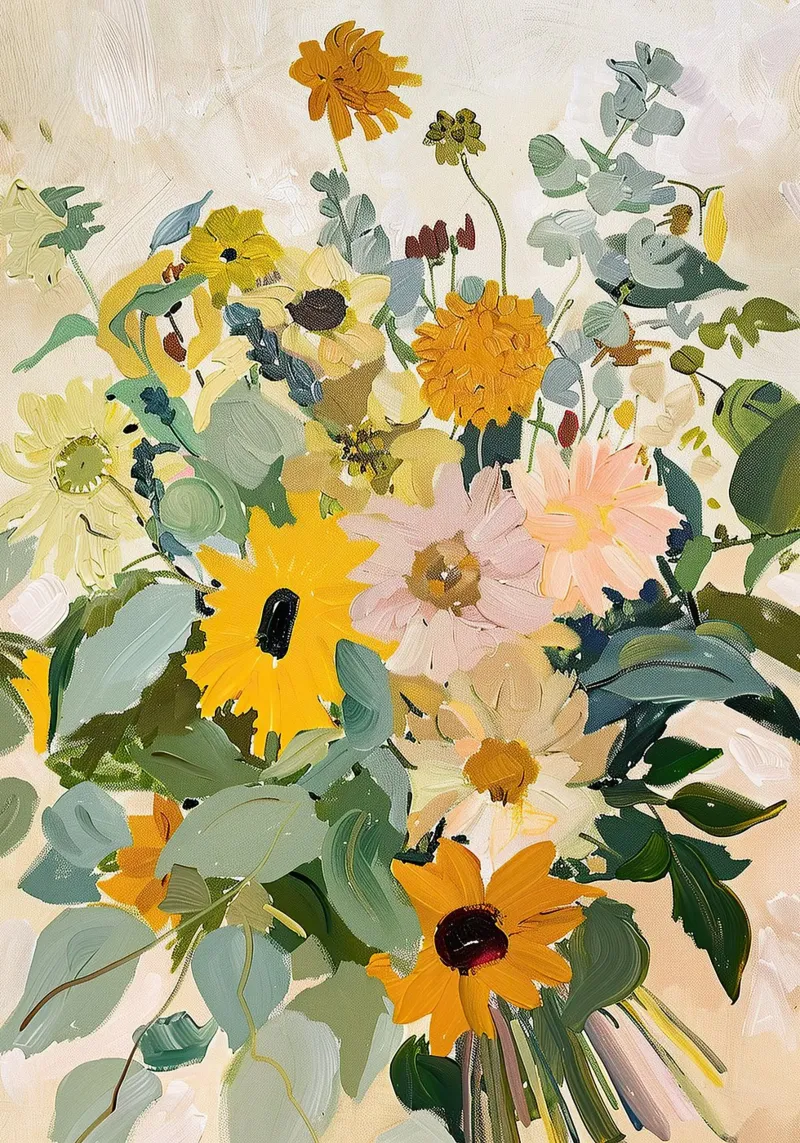 Bouquet di fiori di girasoli carta hahnemühle da Euphoria Theresa
