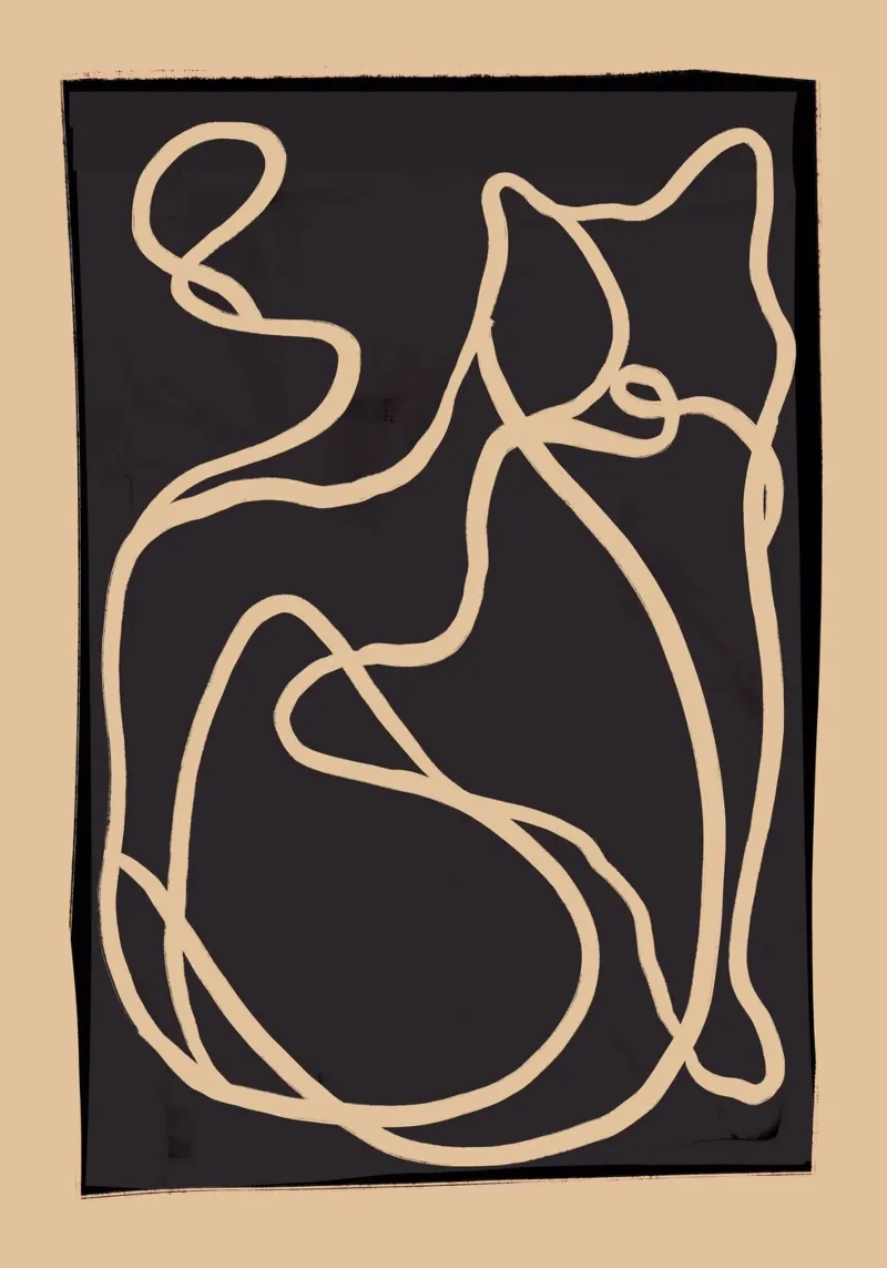 Gatto astratto Line Art 2 pellicola backlit da ThingDesign