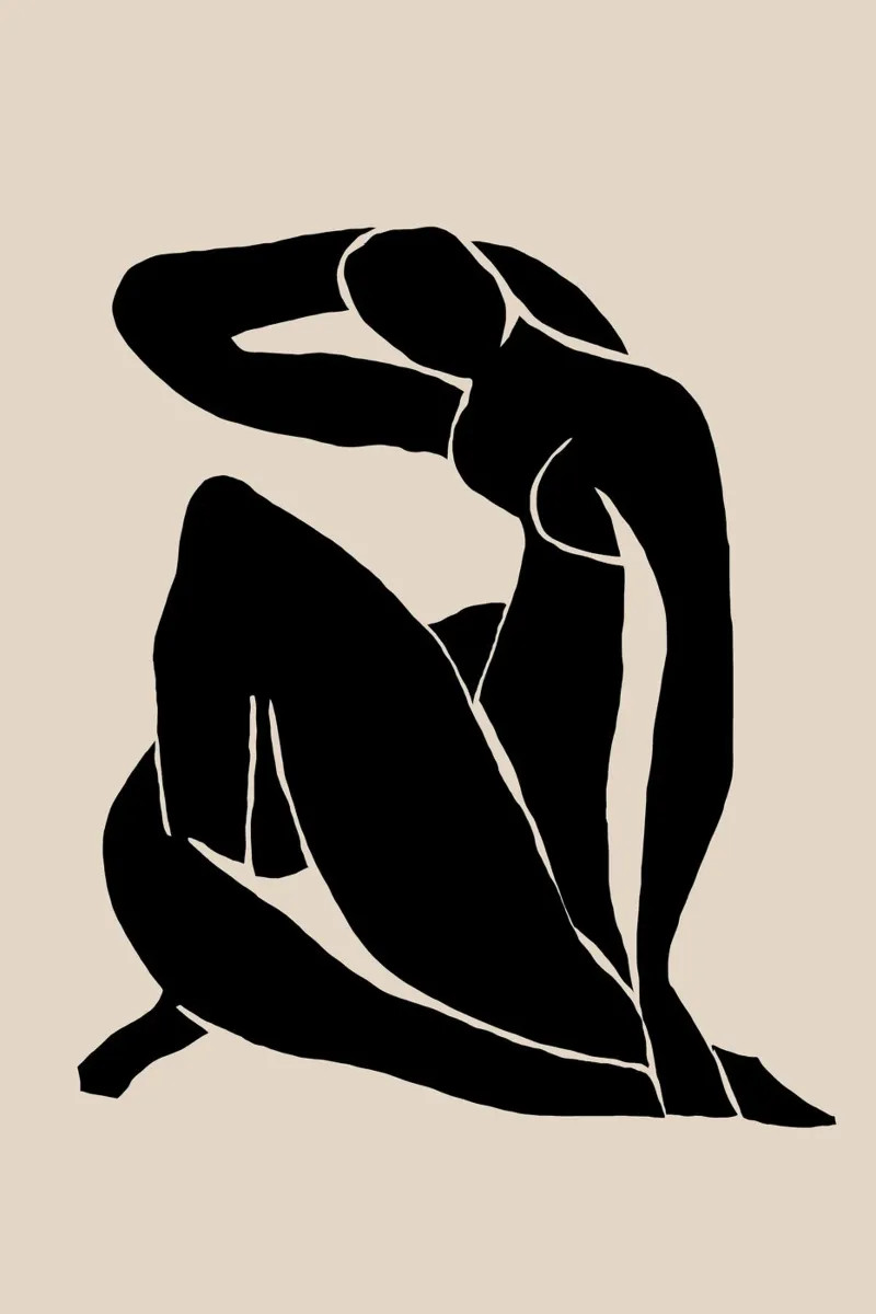 Silhouette di donna in posa rilassata pellicola backlit da Melloi Art Print