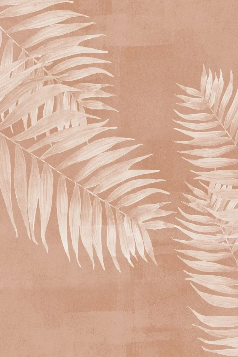 Foglie di palma tropicale su terracotta carta hahnemühle da Melloi Art Print