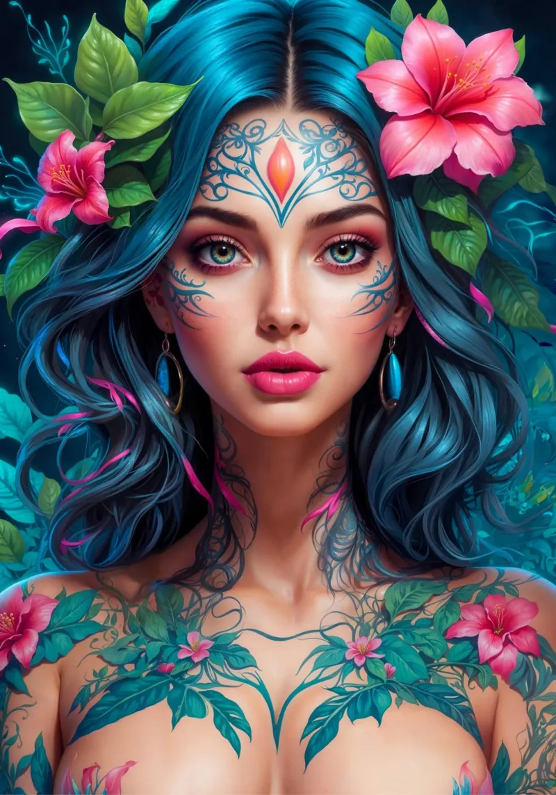 Floral Anime Portrait alu-dibond by Lootprint