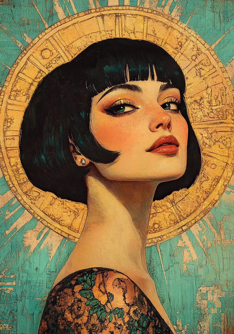 Art Deco "Flapper pellicola backlit da Nikis Art Studio