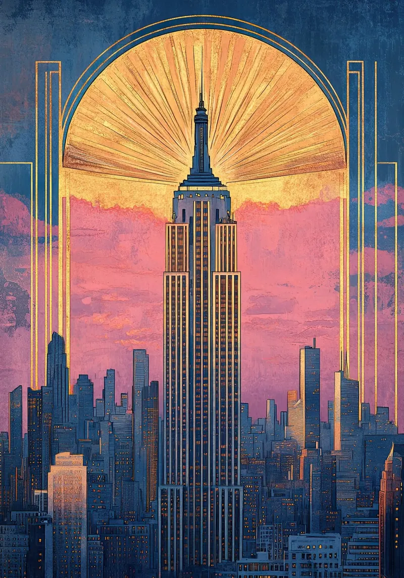 Skyline Art Déco pellicola backlit da Nikis Art Studio