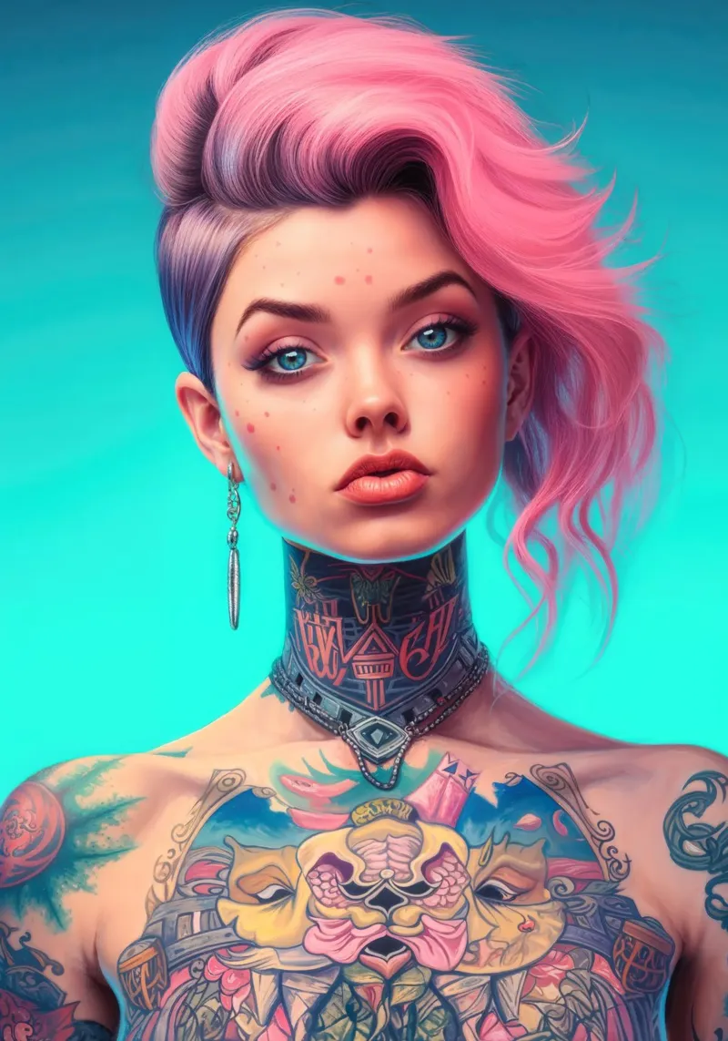 Ragazza punk con capelli rosa pellicola backlit da Lootprint