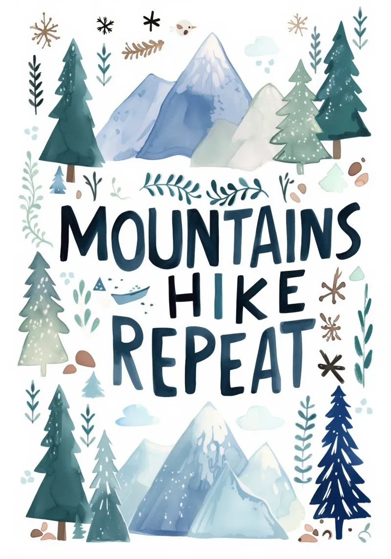 Mountains Hike Repeat carta hahnemühle da treechild