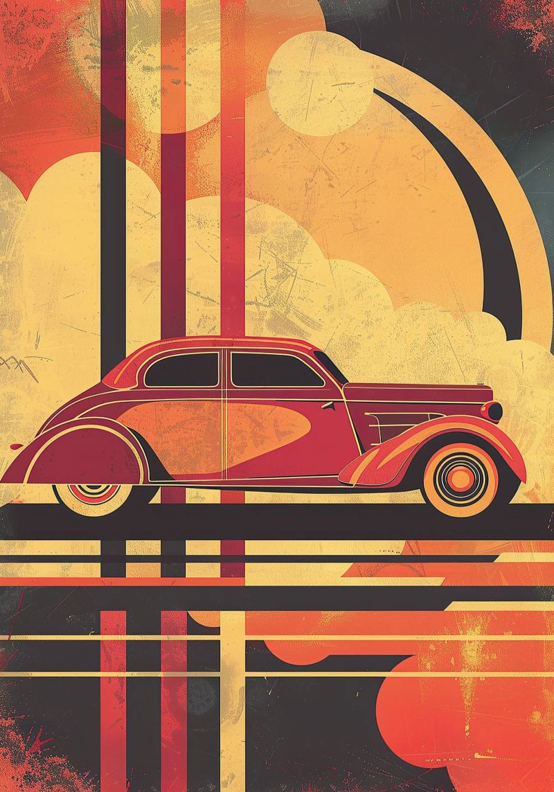 Art Deco Oldtimer poster by Nikis Art Studio