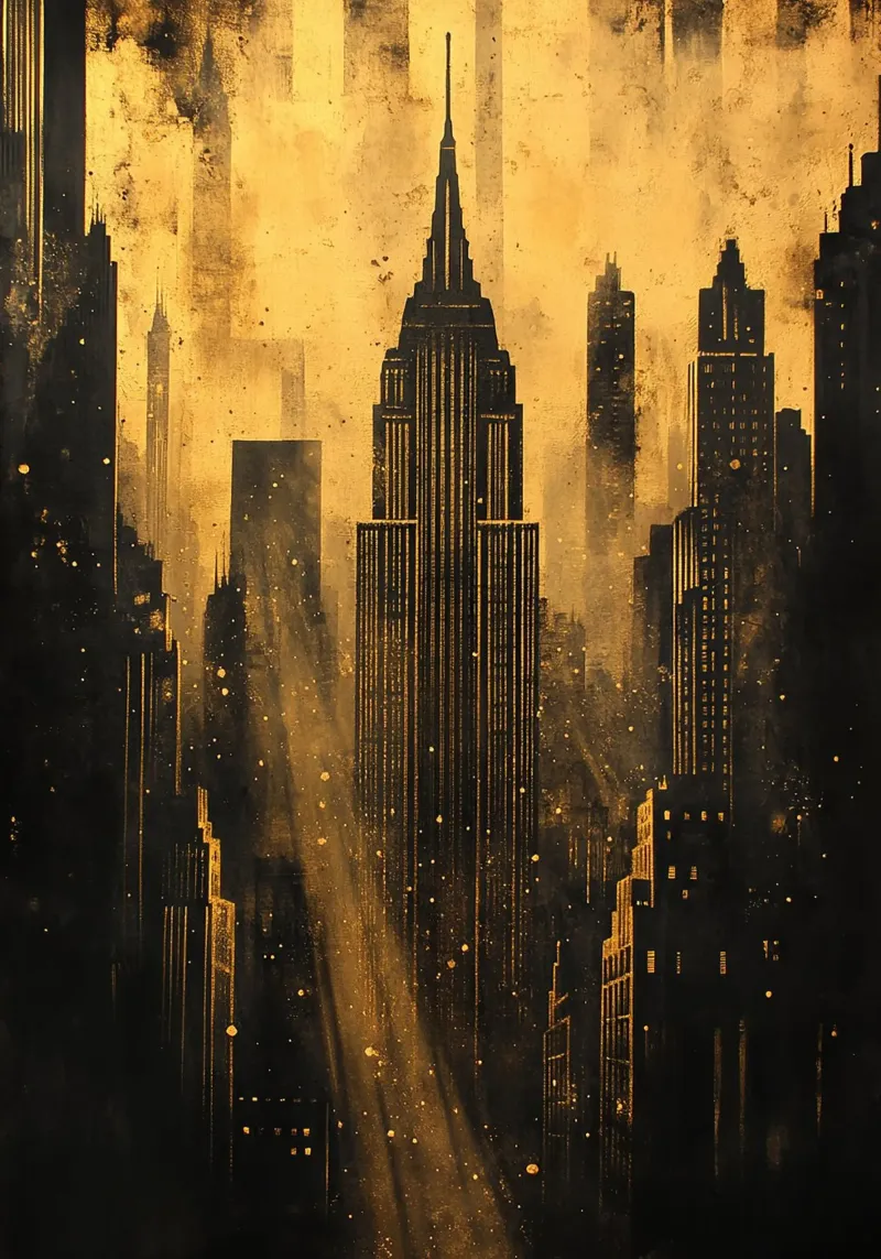 Skyline d'oro Art Deco plexiglass da Nikis Art Studio