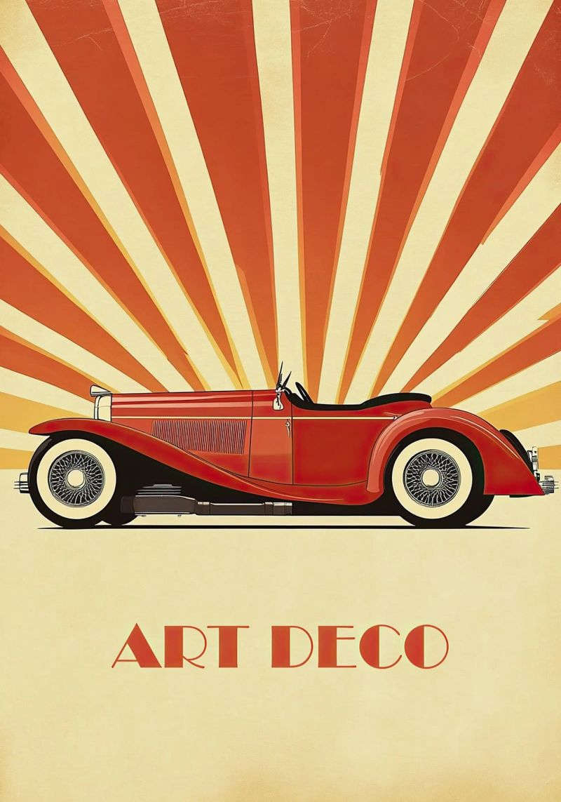 Art Deco Oldtimer Auto poster by Nikis Art Studio