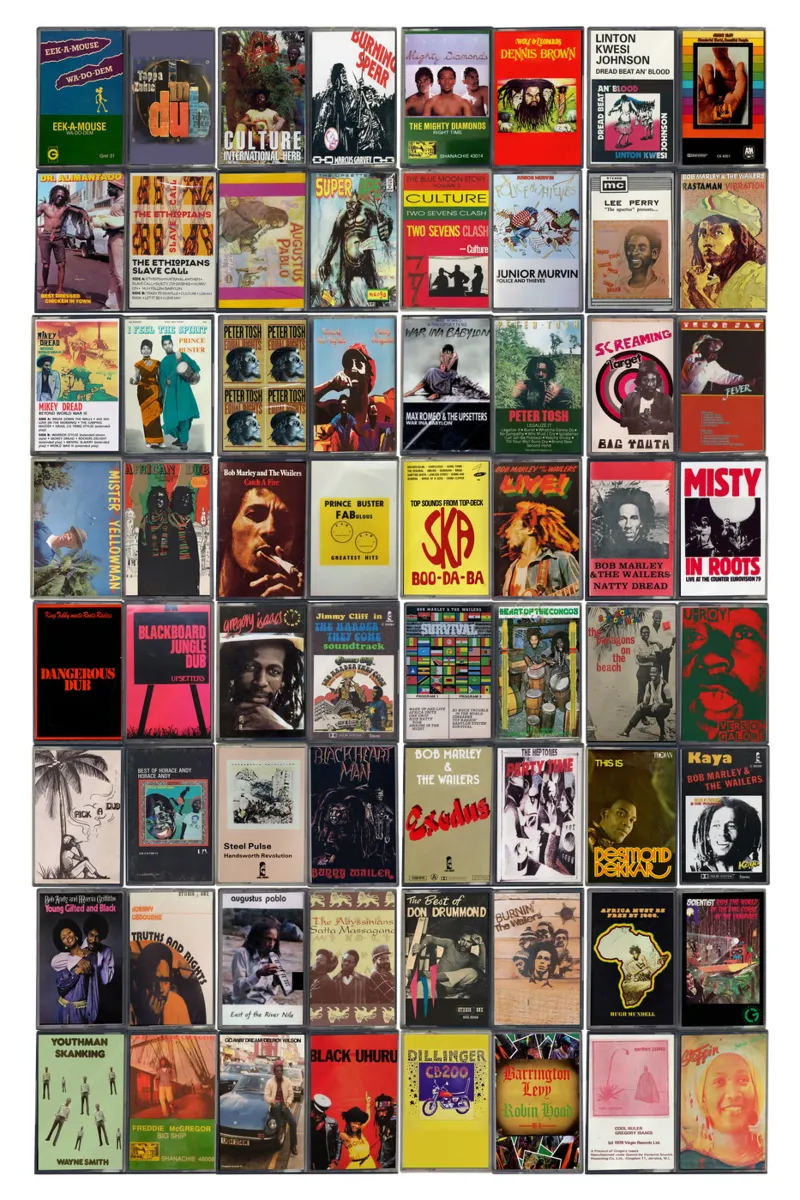 Grootste Reggae ooit - Vintage Album Cassette Print canvas met Baklijst van MrMustardPrints