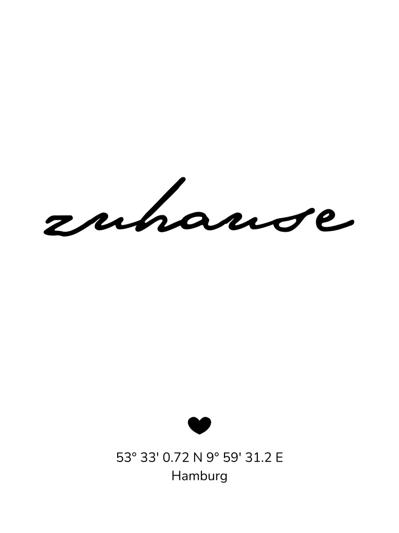 Zuhause mit Koordinaten poster con telaio in legno da WORTSPIEL