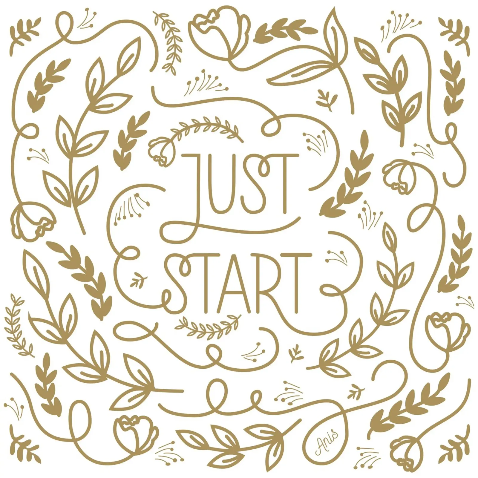 Just Start poster con telaio in alluminio da anisillustration
