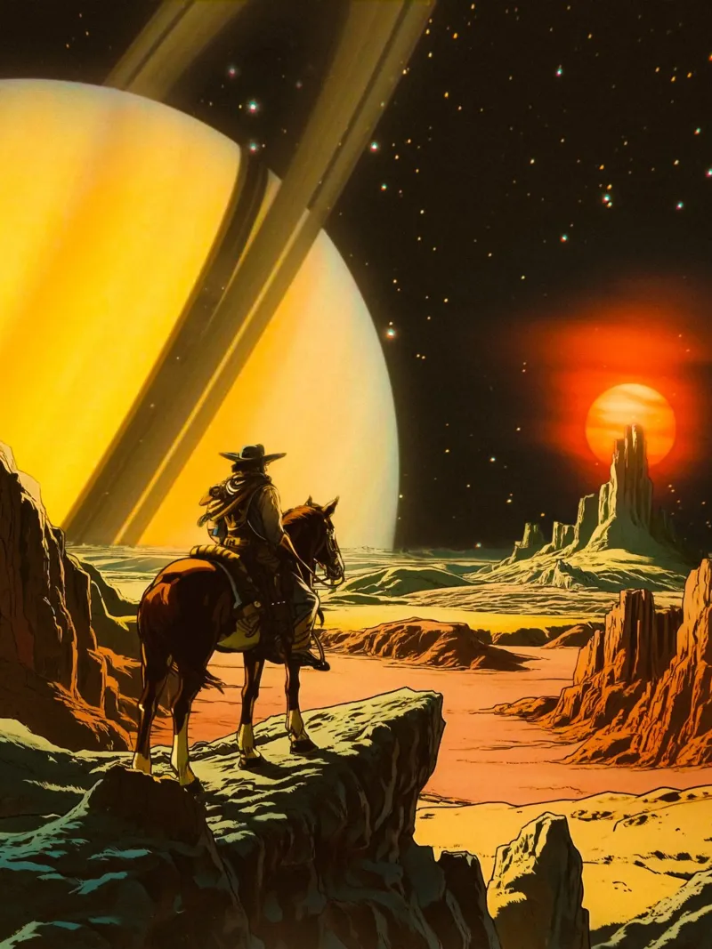 Cowboy cosmico alluminio dibond da Taudalpoi