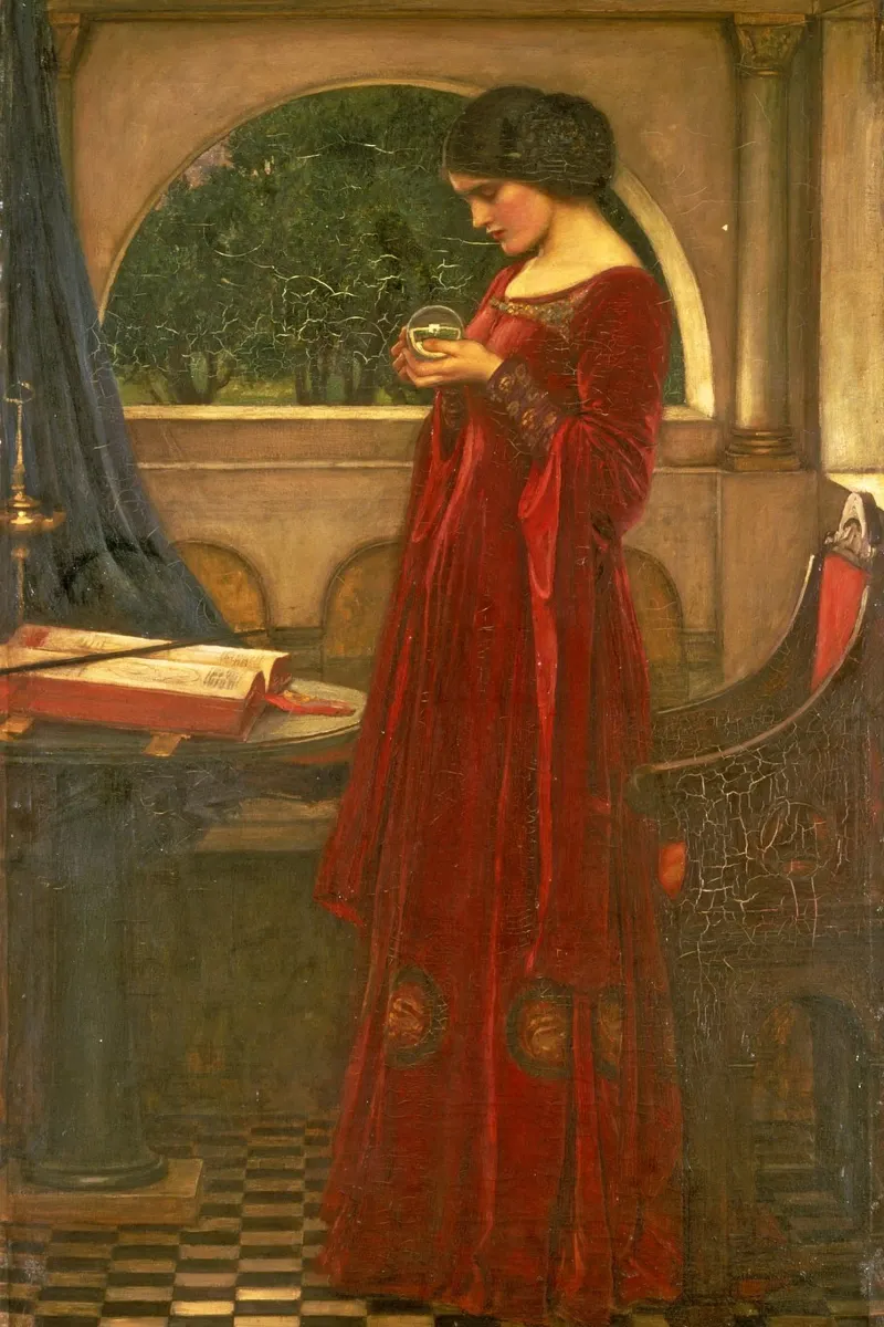 John William Waterhouse - La sfera di cristallo pellicola backlit da ARTOTHEK