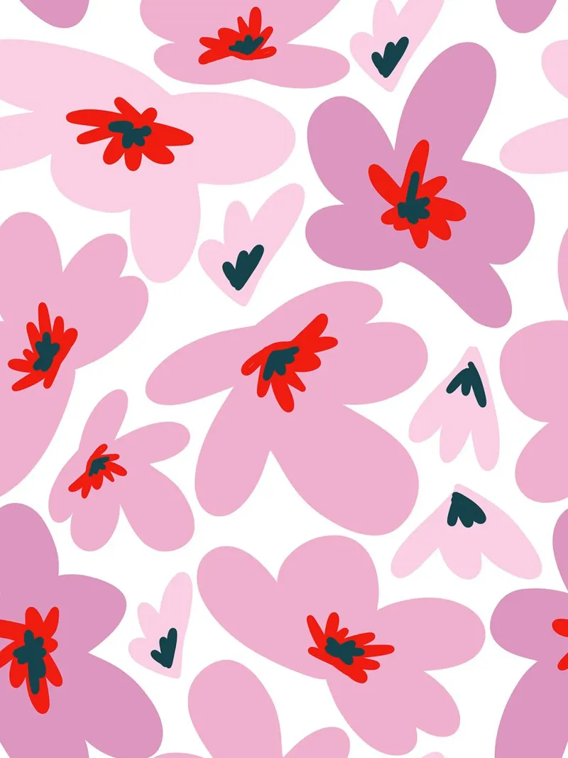 Retro Flowers Pink plexiglass da anisillustration