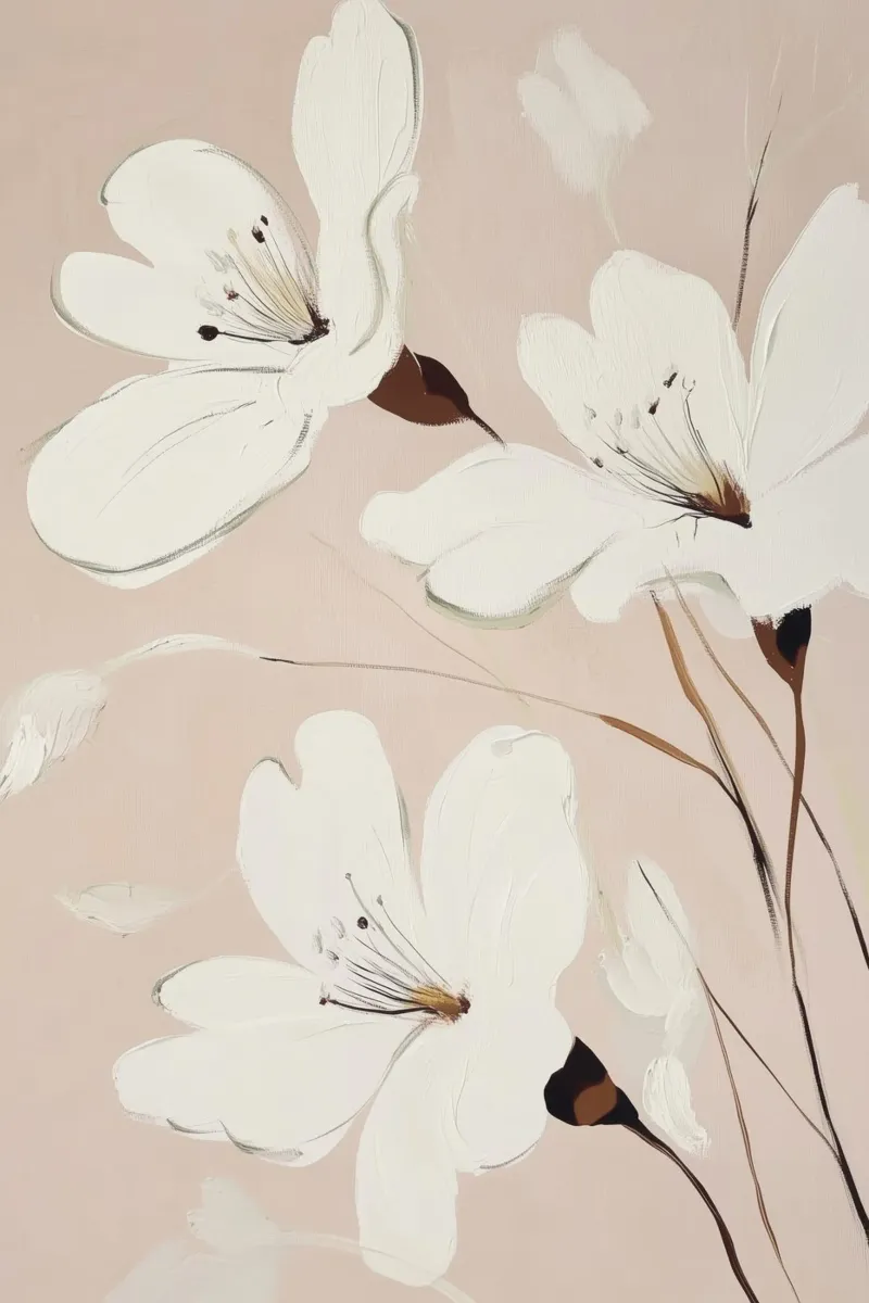 Fiori bianchi pittura pellicola backlit da Melloi Art Print