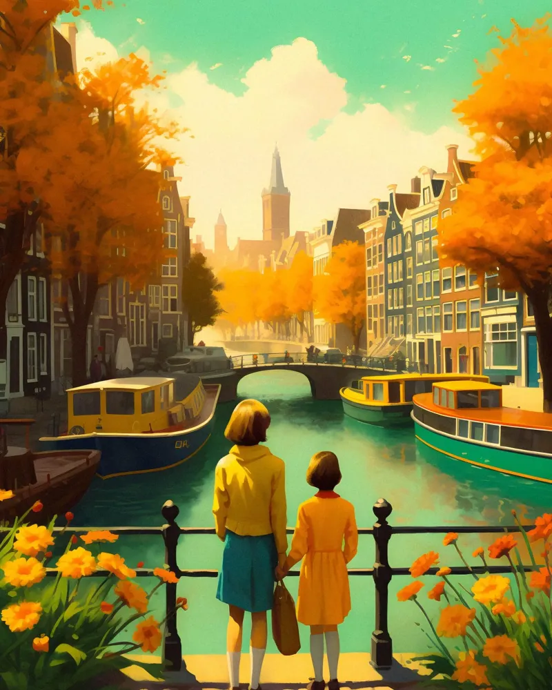 Poster di viaggio d'epoca su Amsterdam carta hahnemühle da TDPosters