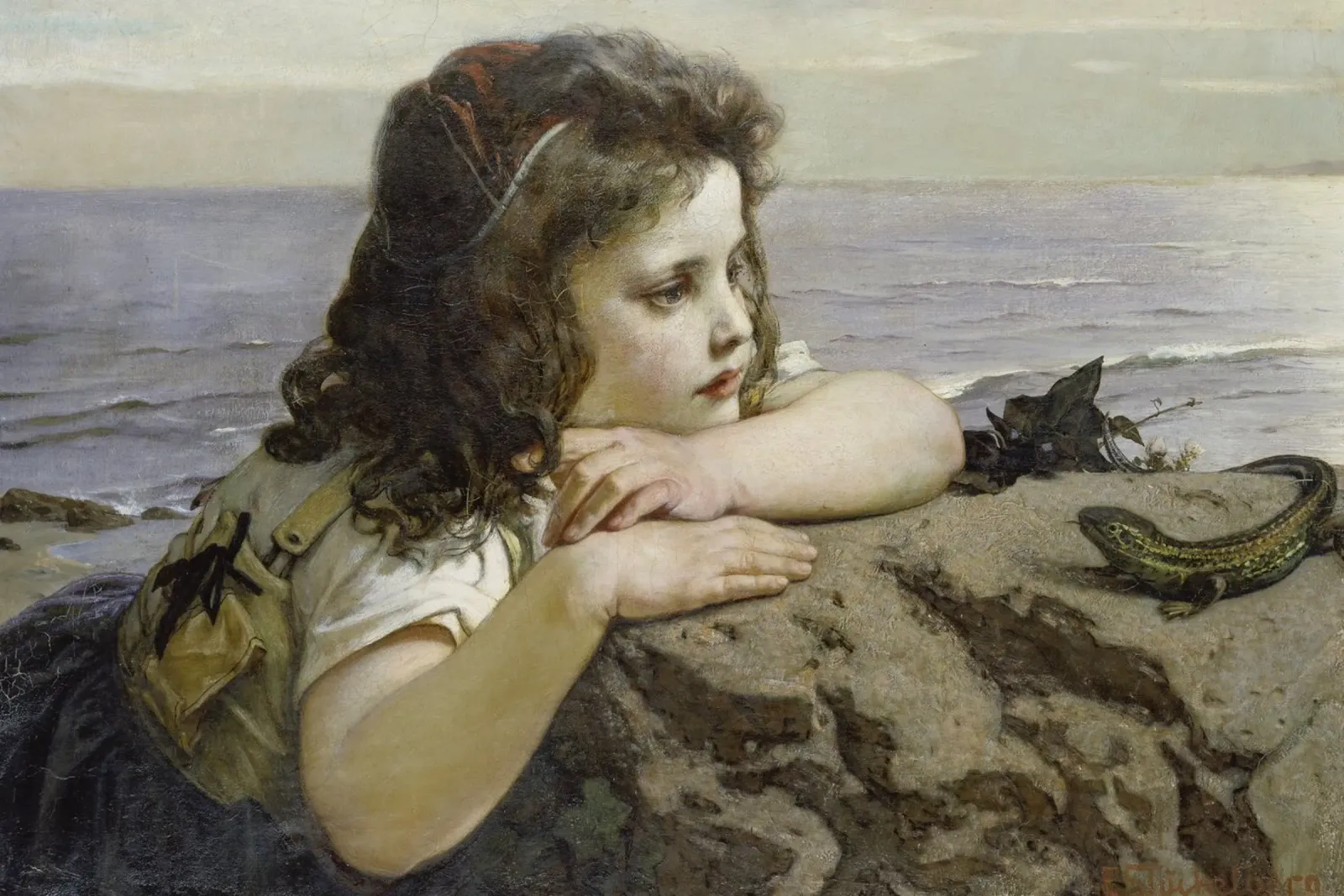 Ernst Stückelberg - Ragazza con lucertola pellicola backlit da ARTOTHEK