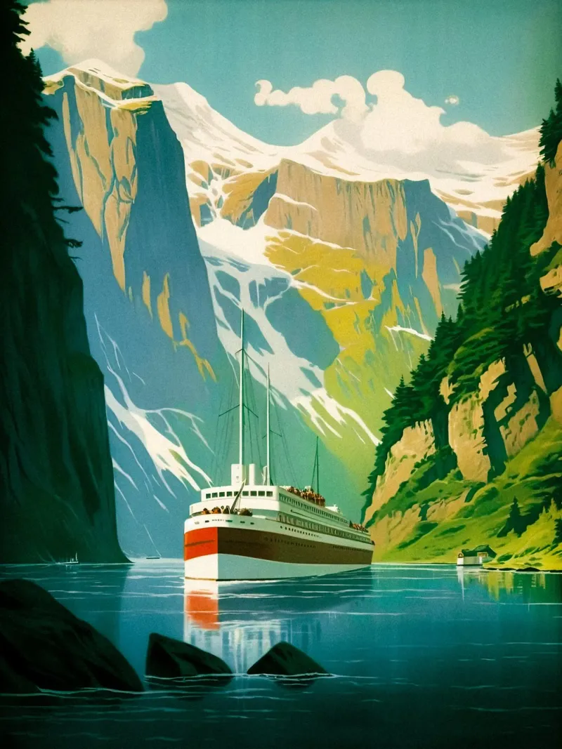 Norwegian Fjord Travel Poster carta hahnemühle da TDPosters