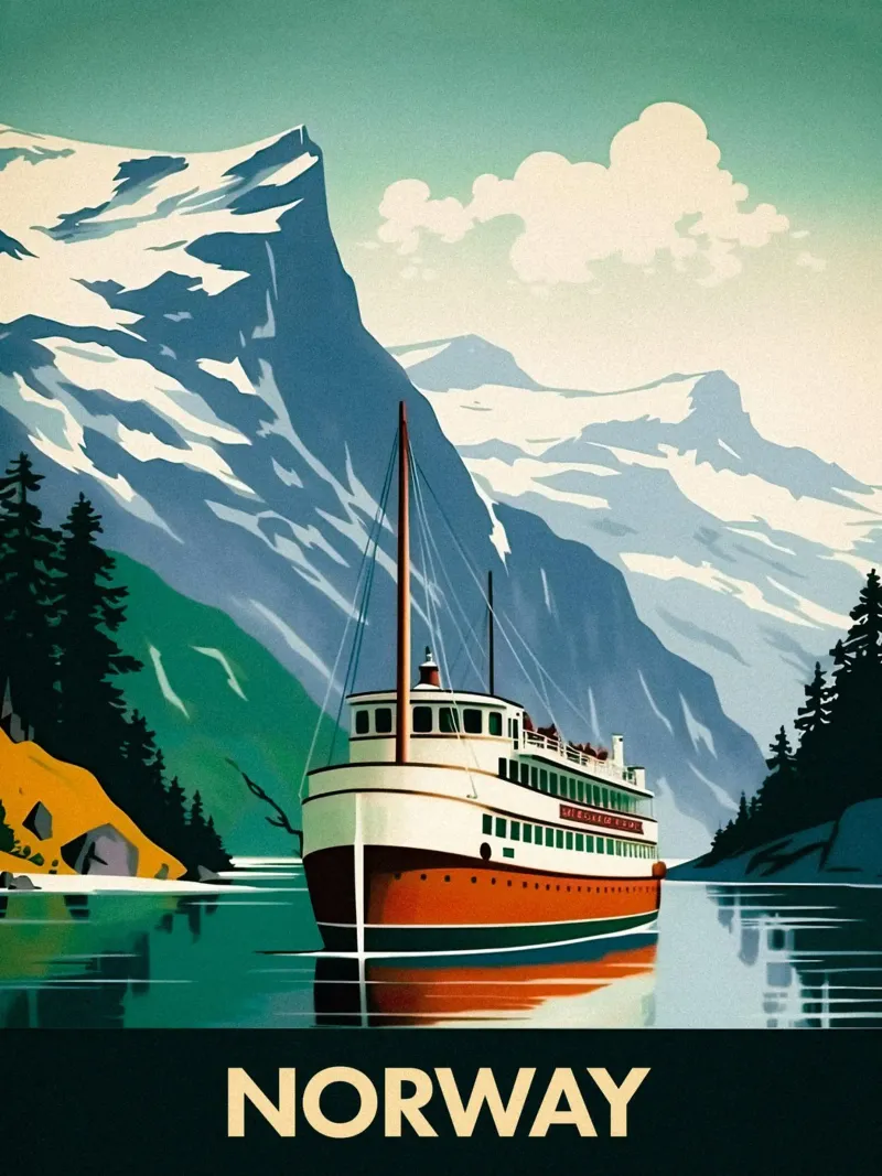Norwegische Fjorde Reiseposter Hahnemühle von TDPosters