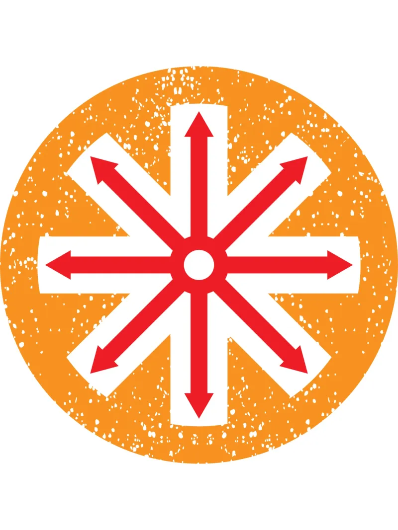 signe en forme de flèche dans un cercle art design poster avec cadre en aluminium de ririedis