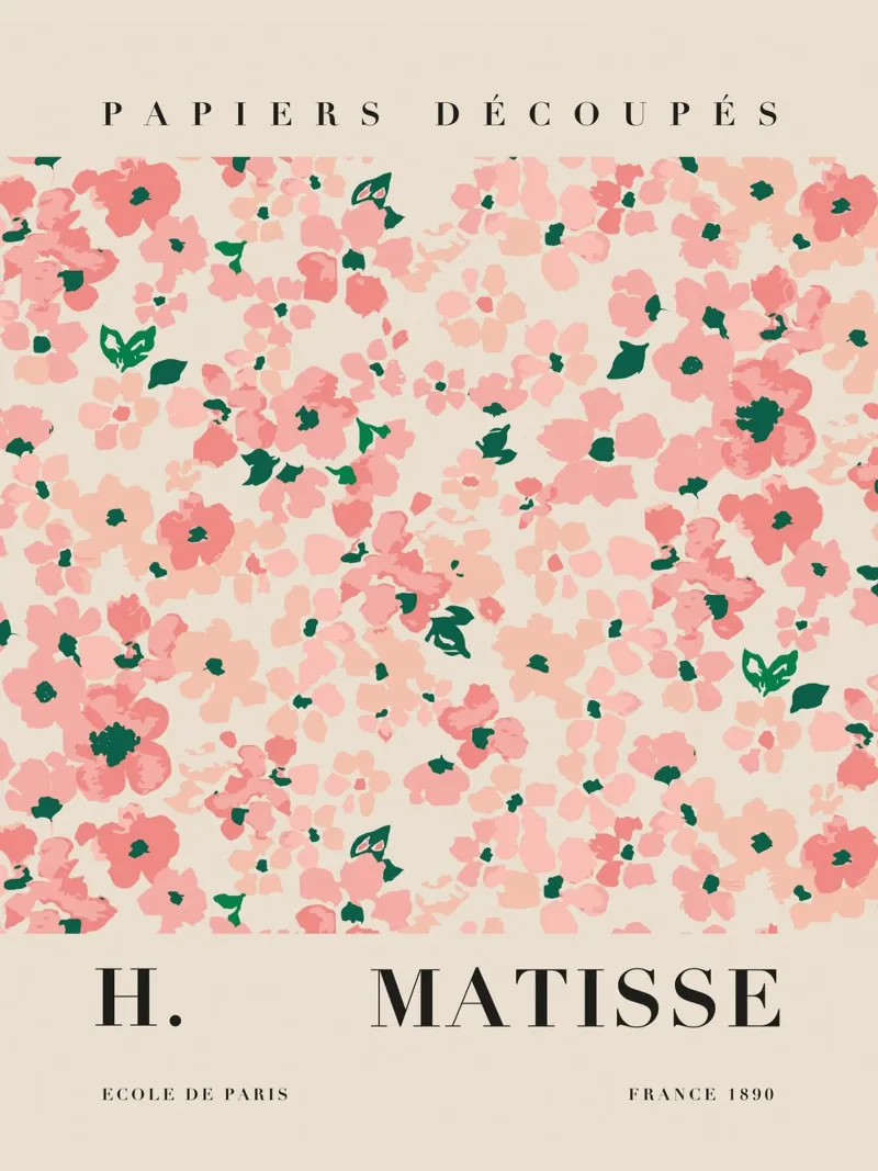 Motivo floreale rosa - eleganza in stile retrò poster con telaio in legno da Whole©