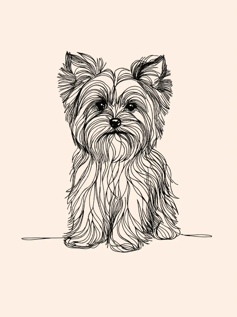Terrier Line Art Drawing - Beige acrylic glass by WijdevenDesign