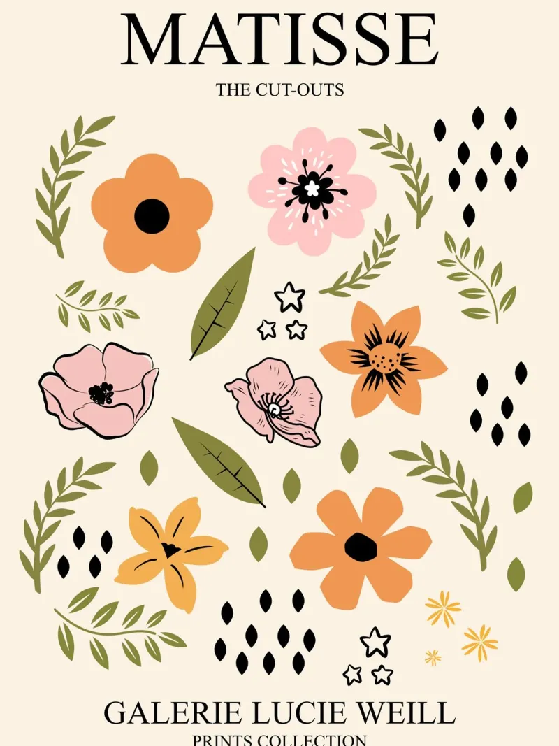 Bloemencollage - speelse elegantie canvas met Baklijst van Whole©