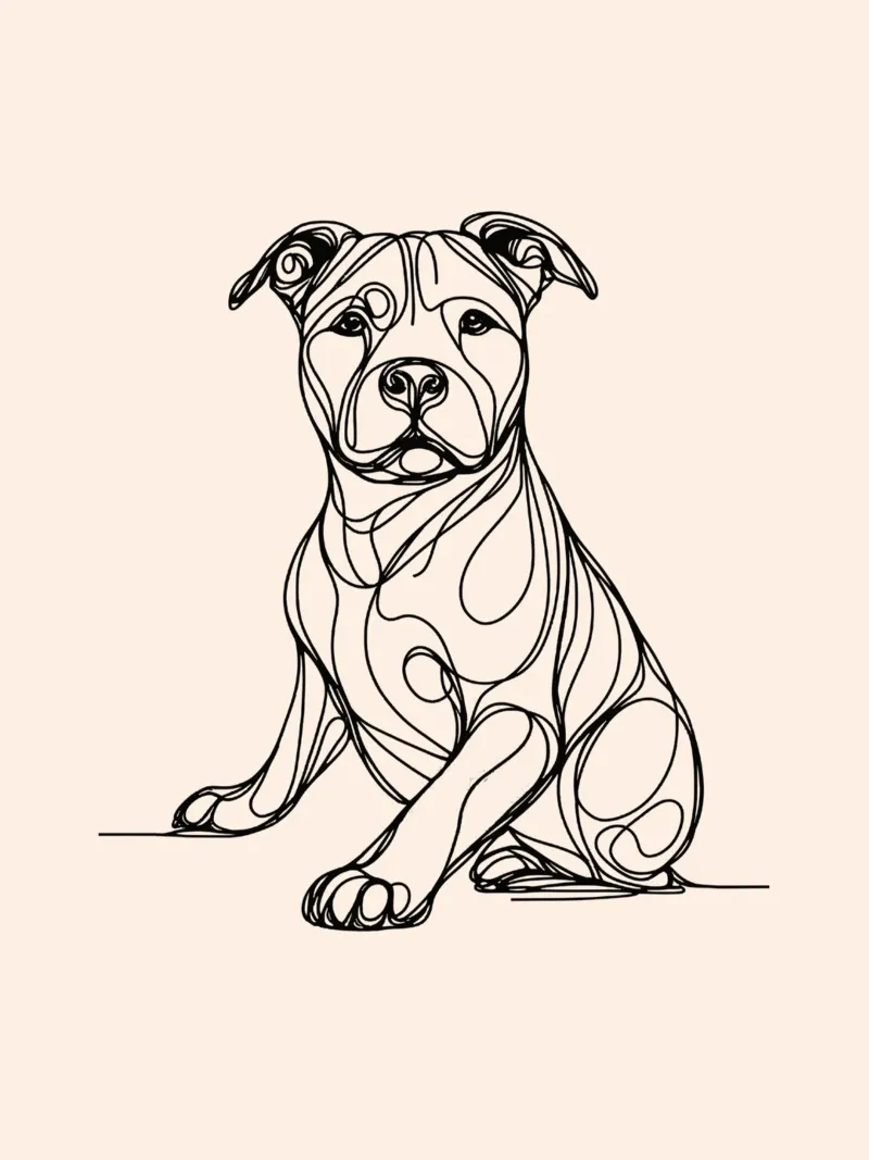 Disegno lineare di Pitbull - Beige poster da WijdevenDesign