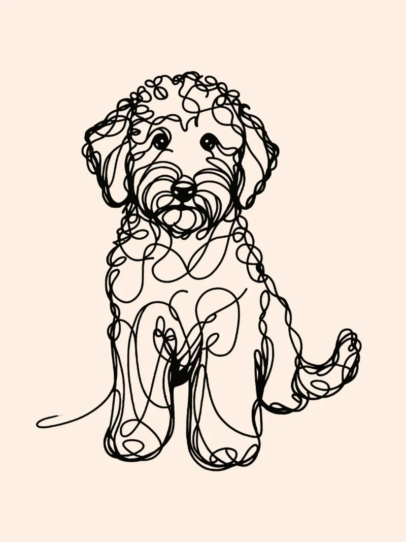 Labradoodle Dibujo Line Art - Beige hahnemühle de WijdevenDesign