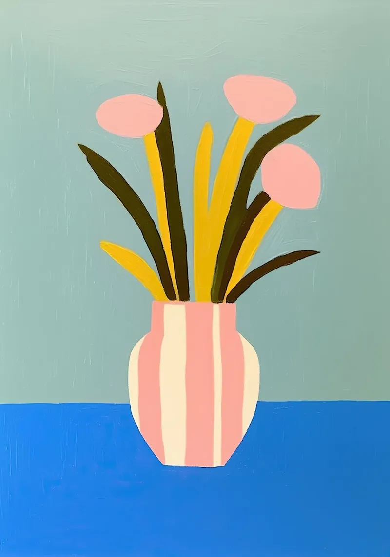 Vaso di fiori ispirato a Henri Matisse poster con telaio in legno da Euphoria Theresa