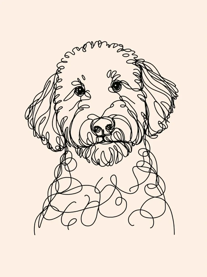 Dibujo Line Art Garabato Dorado - Beige hahnemühle de WijdevenDesign