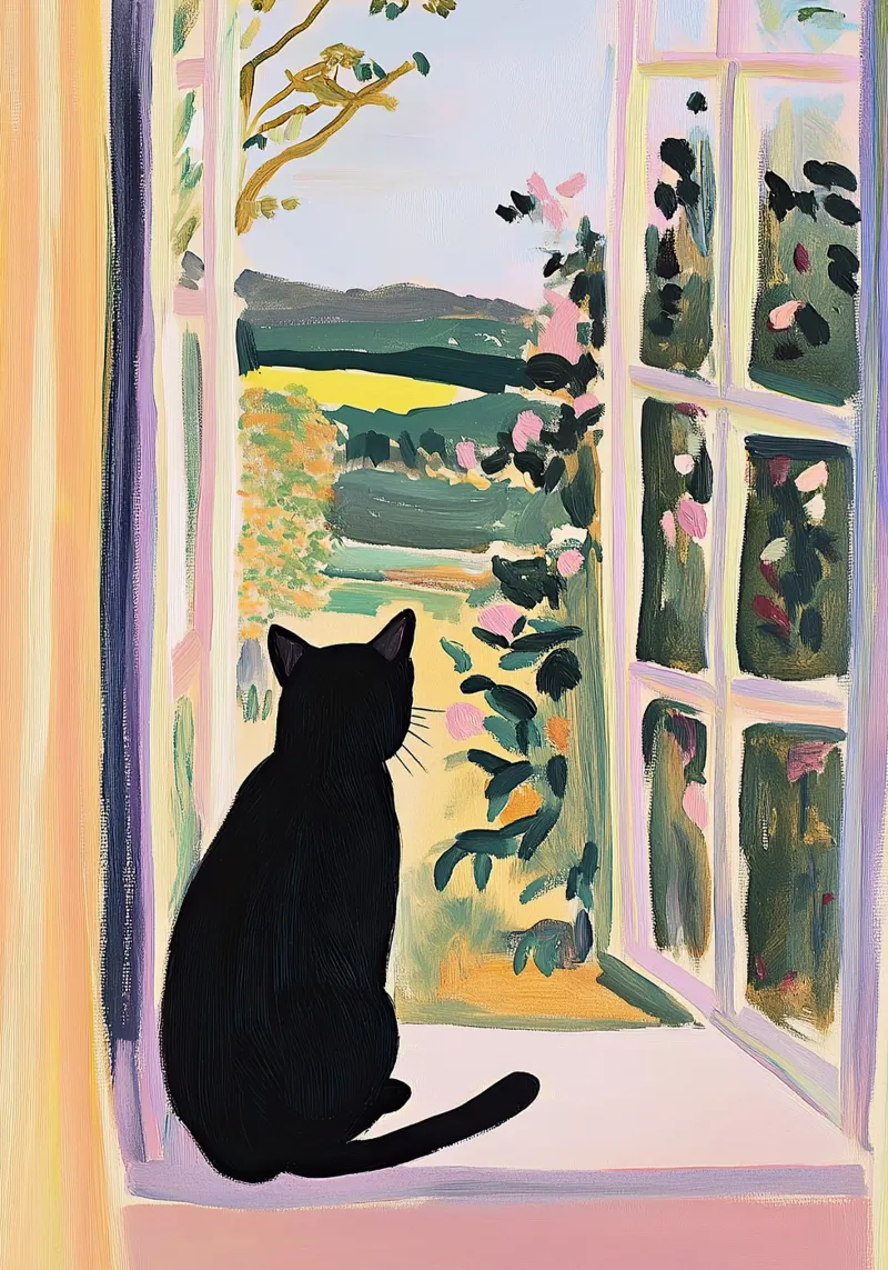 Cat at the window, Matisse inspired canvas by Euphoria Theresa