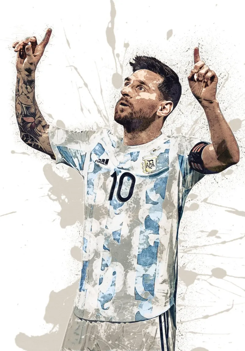 Lionel Messi Argentina 1 poster con telaio in alluminio da tenten