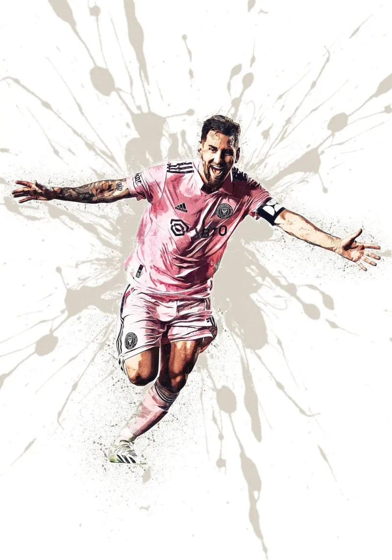 Lionel Messi Inter Miami tela con Cornice a cassetta da tenten