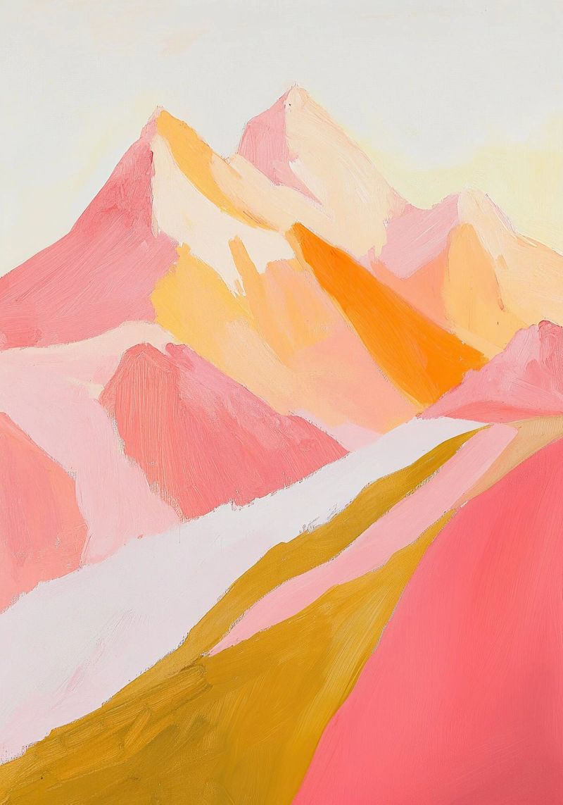 Mountains minimalist pastel nature pink poster by Euphoria Theresa