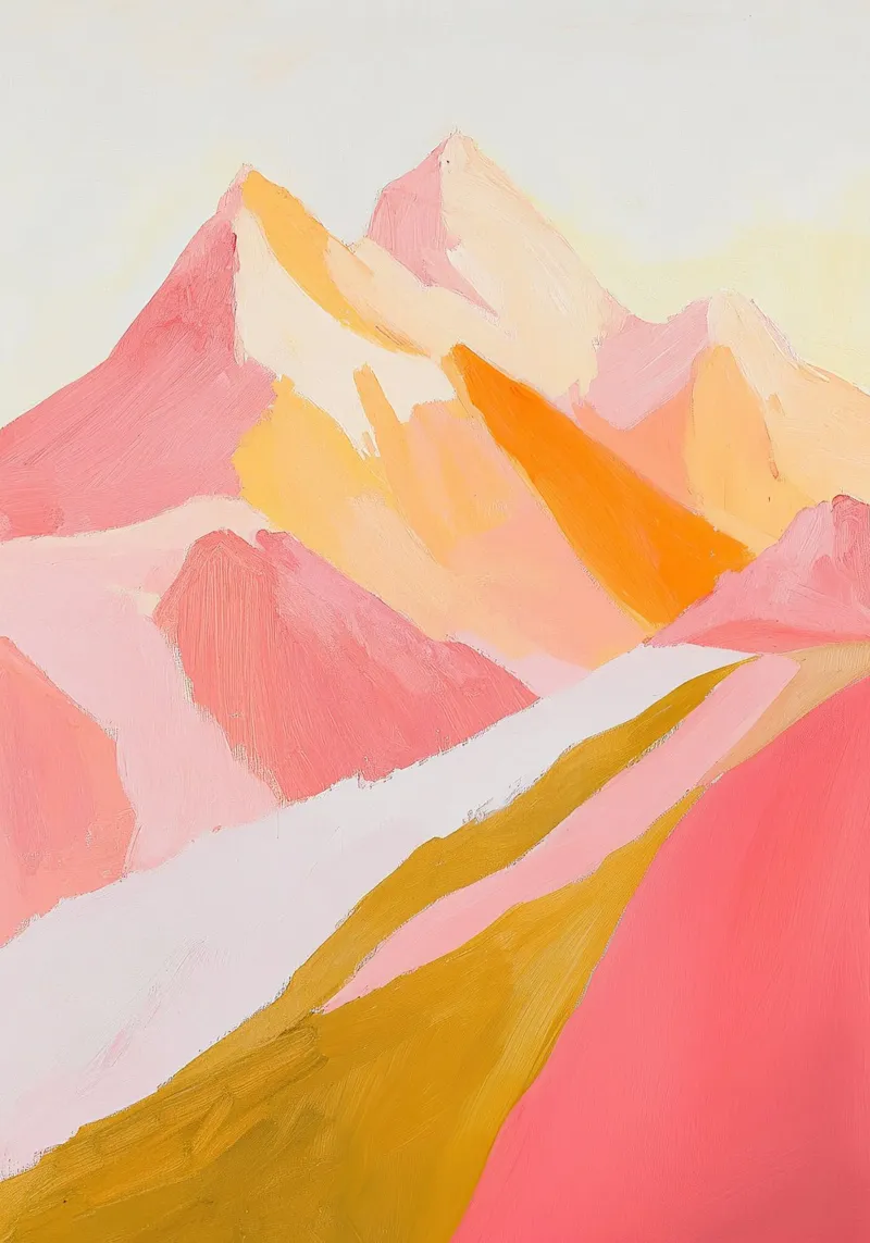Mountains minimalist pastel nature pink poster by Euphoria Theresa