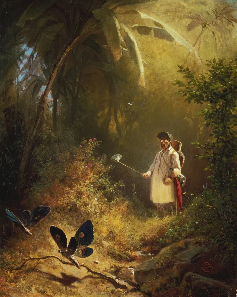 Carl Spitzweg - L'acchiappatore di farfalle pellicola backlit da ARTOTHEK