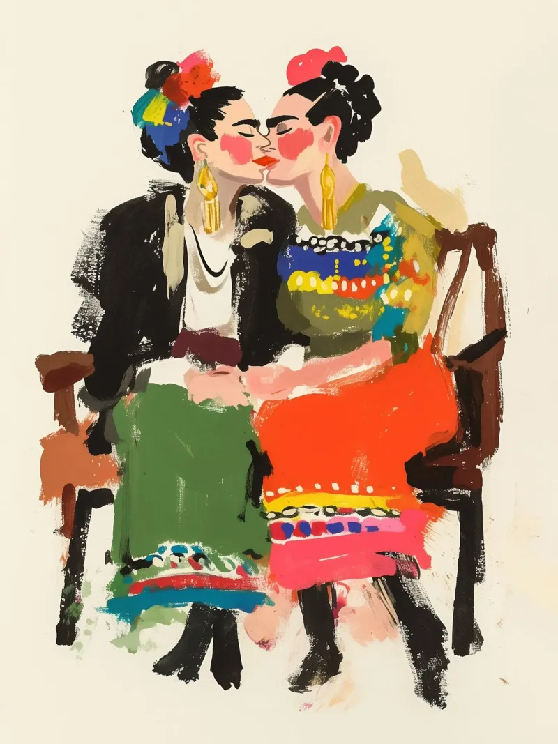 Doppio dipinto di Frida Kahlo carta hahnemühle da Carinaprint