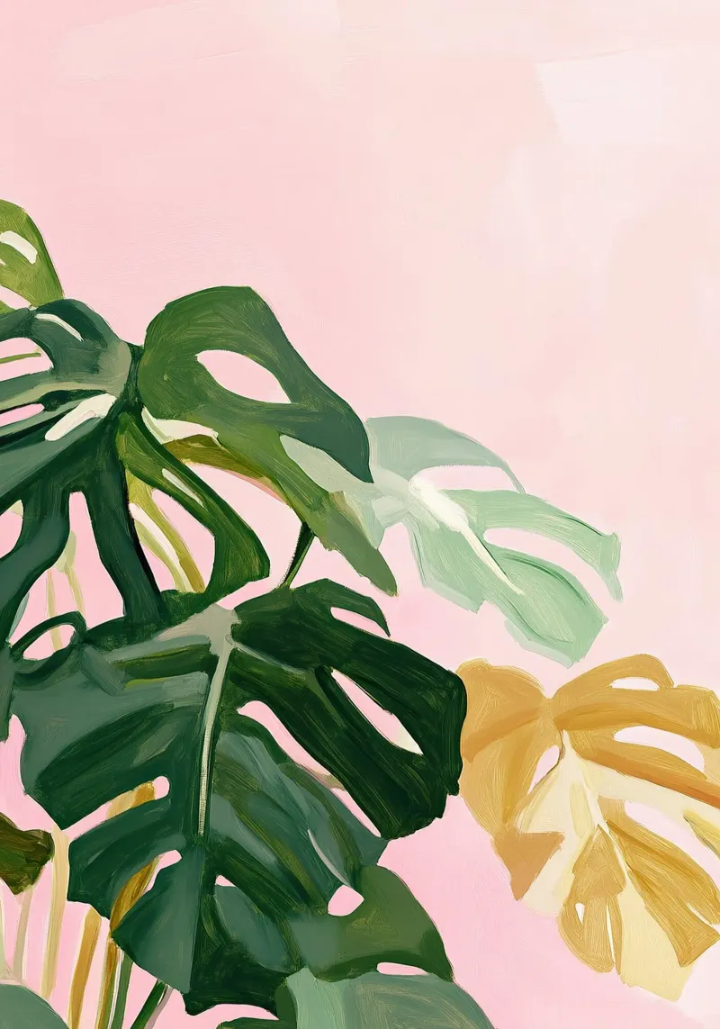 Monstera Botanical Pink Preppy pellicola backlit da Euphoria Theresa