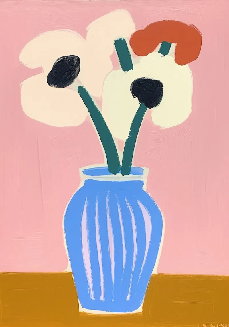 Bloem Minimalistisch Modern Pastel Abstract canvas met Baklijst van Euphoria Theresa