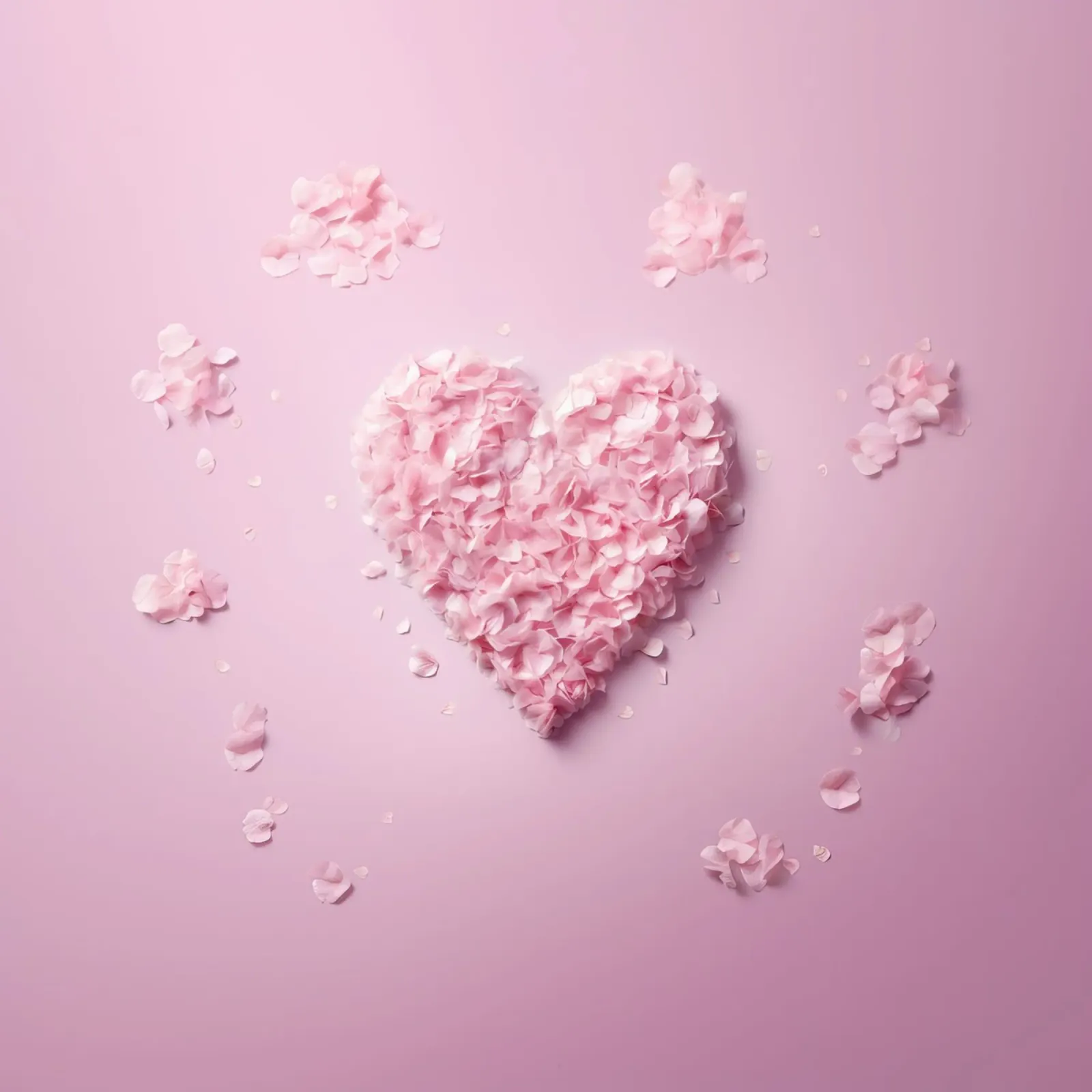 Große Liebe - Rosa Herz aus Blütenblättern Poster mit Aluminium Rahmen von Modern Muse