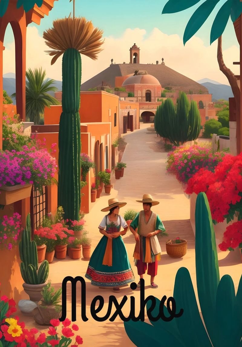 Villaggio Messico poster da Charnwood Prints