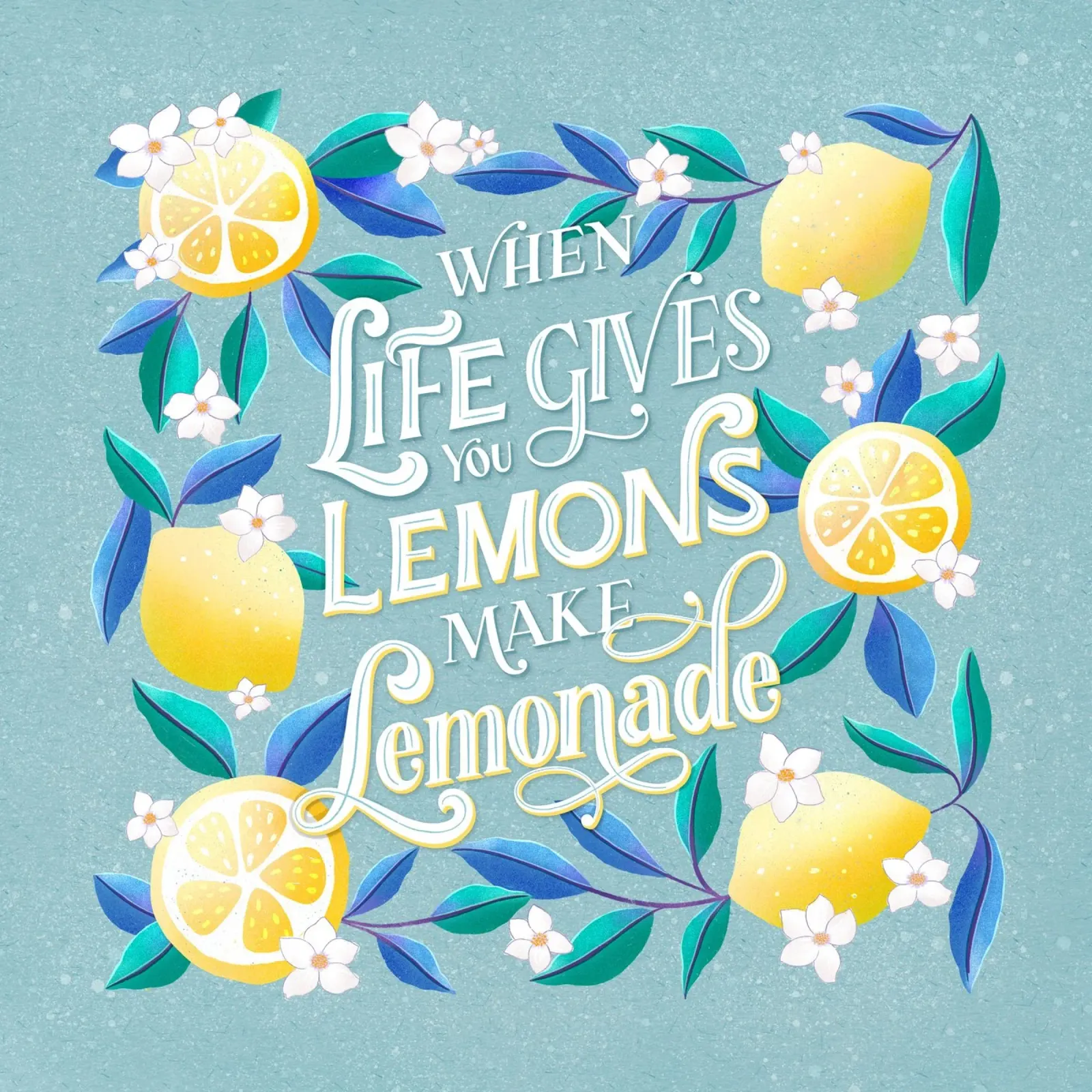 When Life Gives You Lemons ... Zitat. Typo-Poster. Lettering poster con telaio in legno da CalliLetters