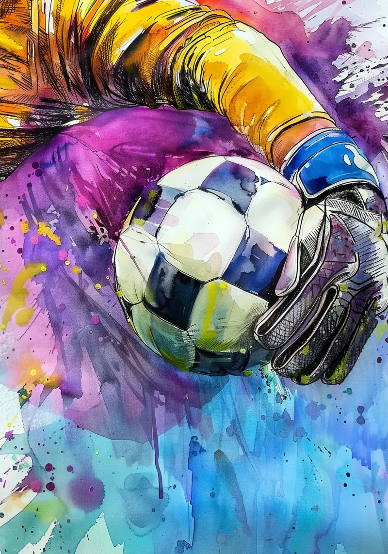 Goalkeeper Soccer player sport art canvas with Floater frame by Justyna Jaszke JBJart