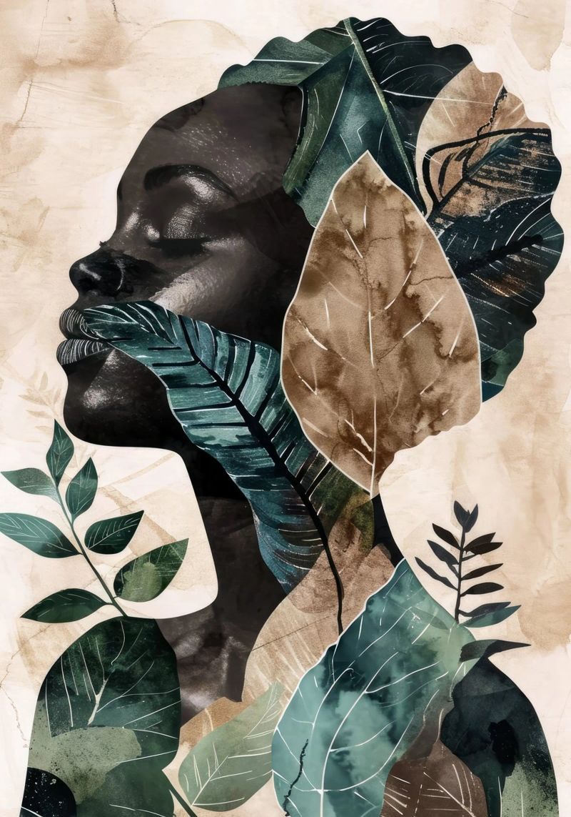 Portrait woman face with leaves poster by Justyna Jaszke JBJart