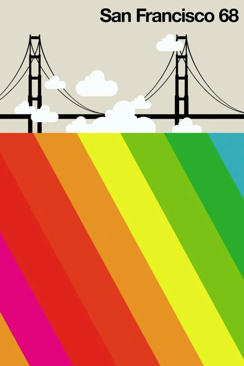 San Francisco 68 poster con telaio in legno da Bo Lundberg